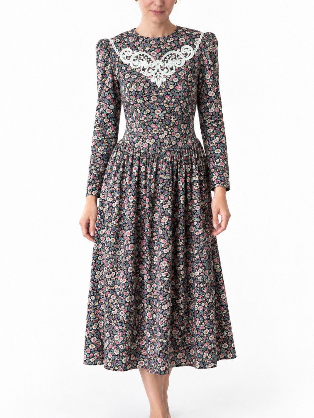 Gunne Sax Jessica McClintock Vintage Floral Cotton Maxi dress